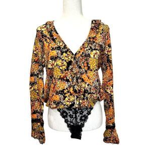 FREE PEOPLE Intimately Midnight Combo Heat Wave Long Sleeve BodySuit